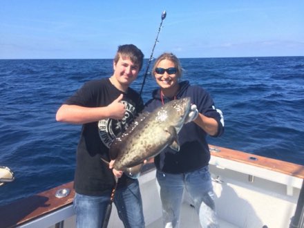Big grouper caught aboard the Wild Orange